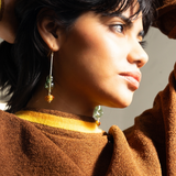 Sage Glow Beaded Threader Earrings