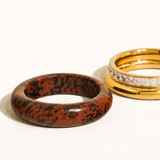 Sierra 18K Gold Red Jasper Mixed Stack Ring Set