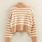 Dark Taupe/Cream Striped Charm Sweater Top