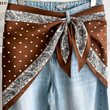 Paisley Polka Dot Satin Square Scarf - Coffee