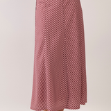 Maribel Chevron Stripe Bias-Cut Midi Skirt