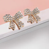 Rhinestone Bow Ribbon Stud Earrings