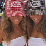 Tailgates & Touchdowns Gingham Trucker Hat