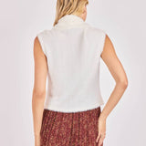 Ivory Ovation Feather Turtle Neck Tank