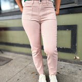 Reese High Rise Ankle Straight Jean in Rose