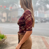 Luna Plaid Surplice V-Neck Mesh Top