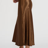 Barbara Satin Skirt Bronze