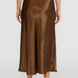 Barbara Satin Skirt Bronze