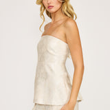 Barbara Beige Strapless Top