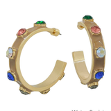 Gemma Multi-Color Epoxy Stone Gold Hoop Earrings