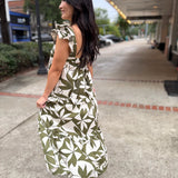 Emerald Canopy Ruffle Maxi Dress