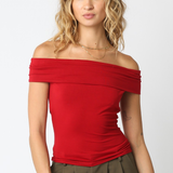 Ruby Off-Shoulder Foldover Short Sleeve Top
