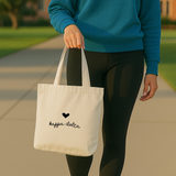Sorority Name Heart Design On Mid-Size Canvas Tote