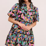 Printed Poplin Button-down Mini Dress