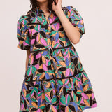 Printed Poplin Button-down Mini Dress