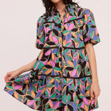 Printed Poplin Button-down Mini Dress