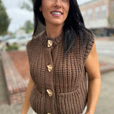 Brown Charm Chunky Knit Sweater Vest