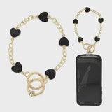 Heart Charm Crossbody Phone Chain - Black