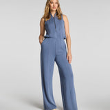 Spanx Airessentials Shawl Collar Half Zip Jumpsuit - Rain