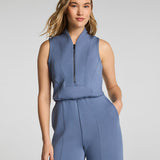 Spanx Airessentials Shawl Collar Half Zip Jumpsuit - Rain