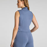 Spanx Airessentials Shawl Collar Half Zip Jumpsuit - Rain
