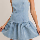 Chic Ease Denim Boat Neck Dress