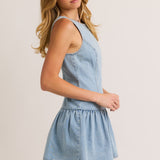 Chic Ease Denim Boat Neck Dress