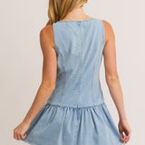 Chic Ease Denim Boat Neck Dress