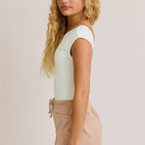 White Boat Neck Open Back Bodysuit