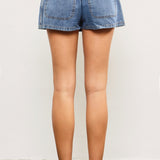 Washed Denim Tied Rope Drawstring Detail Skort