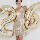 Celeste Metallic Foil One Shoulder Mini Dress