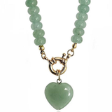 Amara Cascading Beaded Heart Pendant Necklace - Light Green