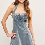 Vintage Muse Denim Halter Dress