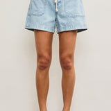 Lt. Denim Drawstring Relaxed Slouchy Denim Shorts