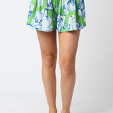 Green White Blue Jordyn Floral Shorts