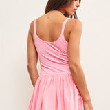 Pink Basque Waist Sleeveless Skort Dress