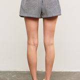 Denim Wide Waist Band With Drawstring Skort