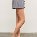 Denim Wide Waist Band With Drawstring Skort
