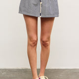 Denim Wide Waist Band With Drawstring Skort