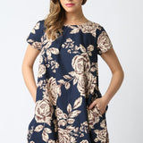 Midnight Blue Cream Charlie Floral Bubble Dress