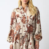 Coffee Cream Brown Reina Satin Dress