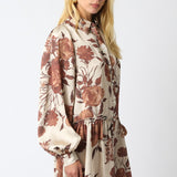 Coffee Cream Brown Reina Satin Dress