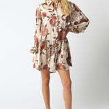 Coffee Cream Brown Reina Satin Dress
