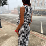 Gingham Peplum Top