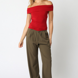 Ruby Off-Shoulder Foldover Short Sleeve Top