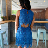 Royal Blue Mackenzie Open Back Scallop Lace Mini Dress