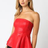 Red Lucia Pu Off Top