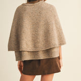 Taupe Button Closure Sweater Cape Cardigan