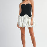 Black Sweetheart Neck Polka Dot Bubble Dress