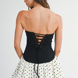 Black Sweetheart Neck Polka Dot Bubble Dress